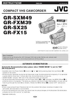 JVC GR SX 25 manual. Camera Instructions.